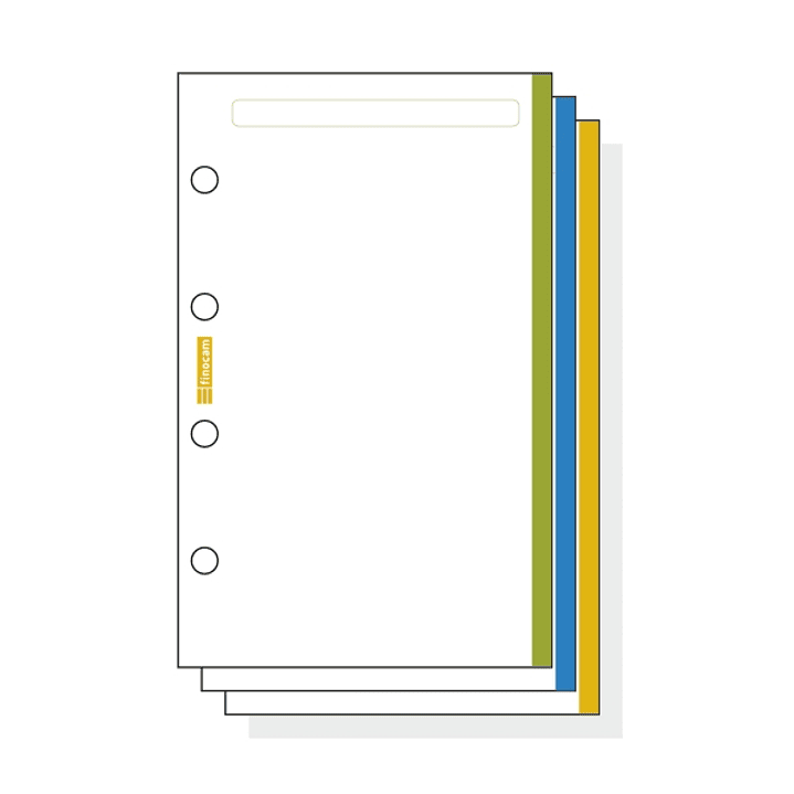 Finocam C145 Notas de Recambio para Agendas Classic - Liso con Banda de Color - Formato 601 - 56x89x5mm - Color Blanco 1
