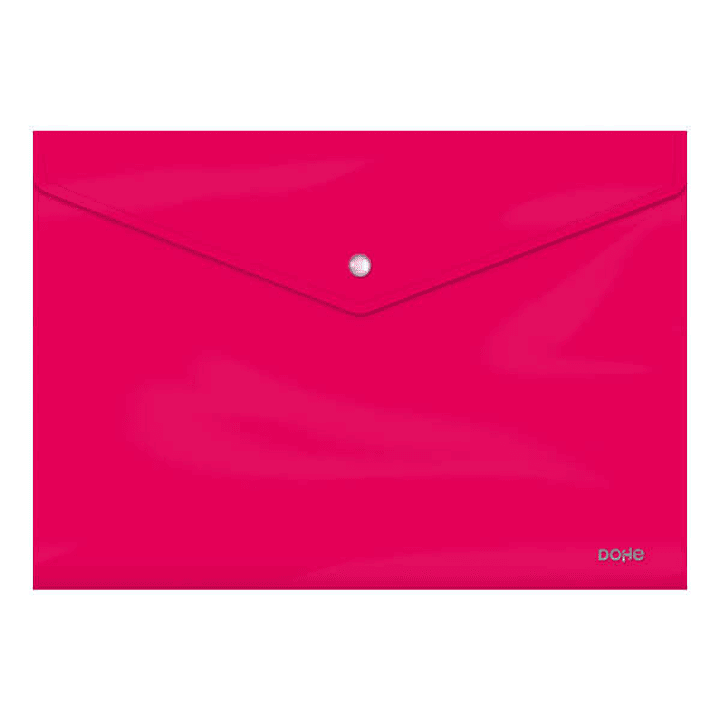 Dohe Sobre Portadocumentos Folio - Cierre de Broche - Polipropileno Cristal Opaco 200 Micras - Color Fucsia 1