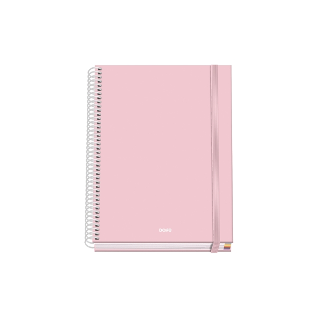 Dohe Serenity Cuaderno Espiral A5 100 Hojas Cuadricula 5mm - Tapa Dura Impresa a todo Color y Plastificada en Brillo - Bandas de Color - Cierre de Gom 1