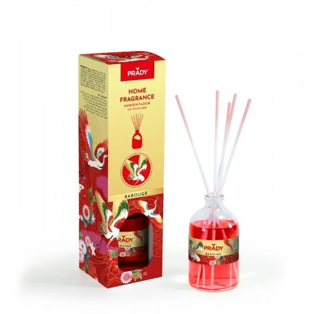 Prady Ambientador Mikado Barouge - Frasco de Cristal 100 ml y Varitas Difusoras 1