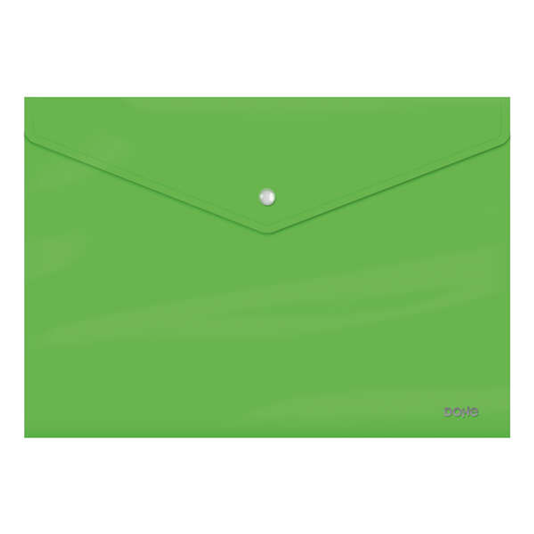 Dohe Sobre Portadocumentos Tamaño Folio - Cierre de Broche - Polipropileno Cristal Opaco 200 Micras - Color Verde 1
