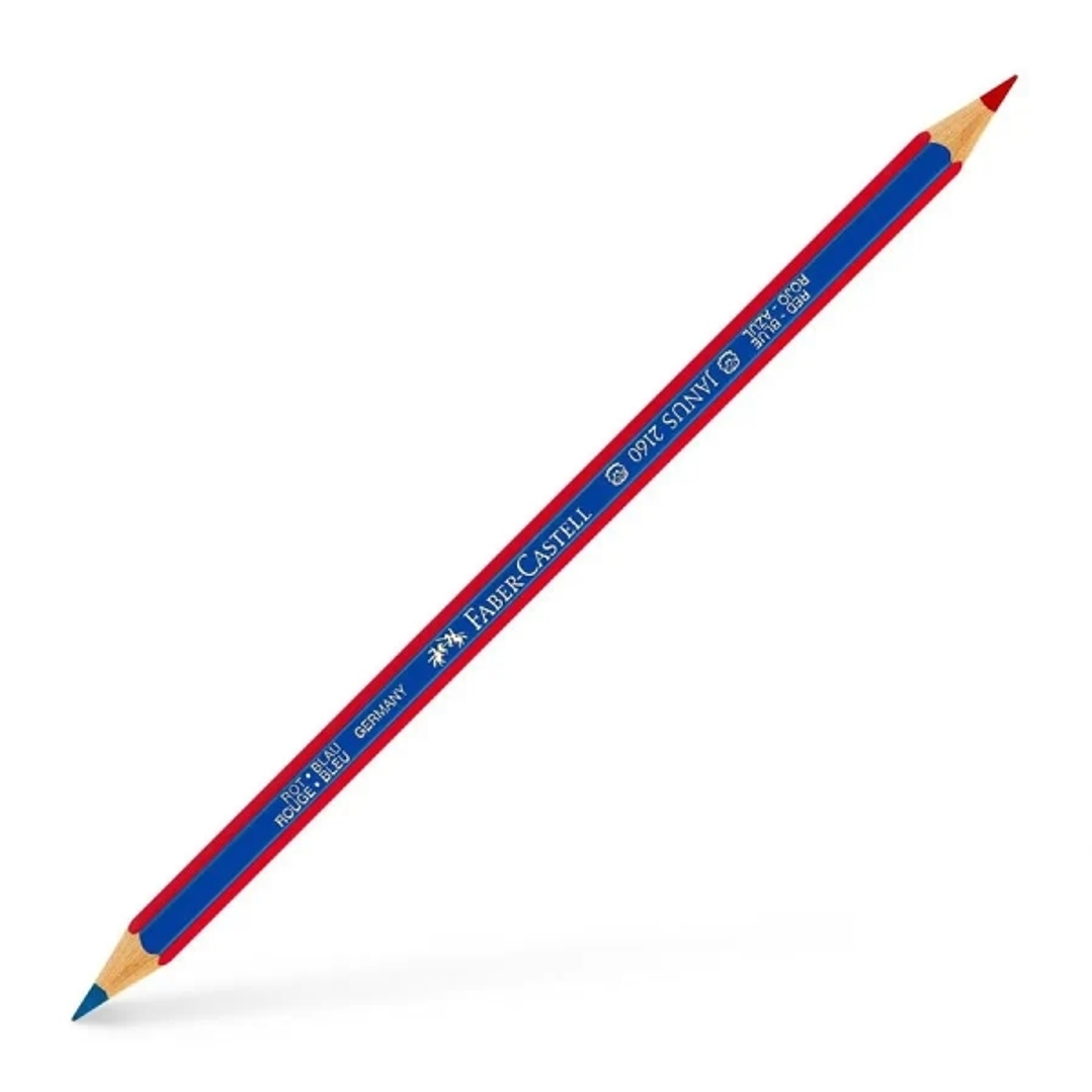 Faber-Castell Janus 2160 Lapiz Fino Bicolor Hexagonal - Ecologico - Resistente a la Rotura - Color Rojo/Azul 1