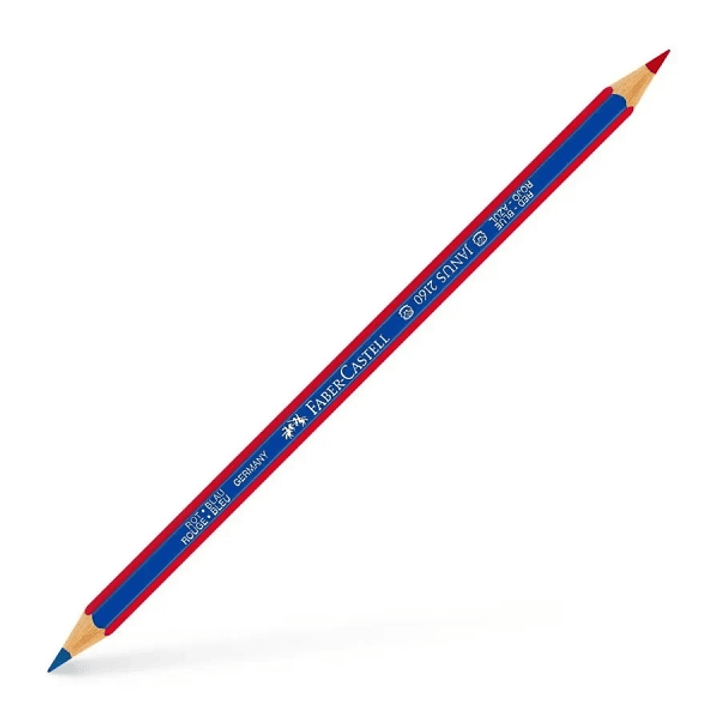 Faber-Castell Janus 2160 Lapiz Fino Bicolor Hexagonal - Ecologico - Resistente a la Rotura - Color Rojo/Azul 1