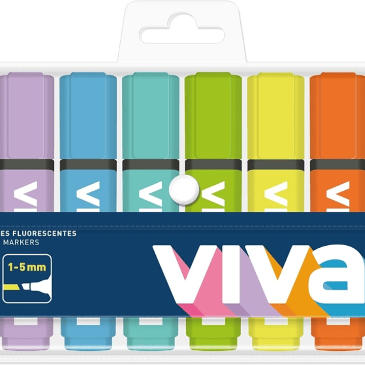 Molin Viva Pack de 8 Marcadores Fluorescentes - Trazo entre 1 y 5mm - Tinta con Base de Agua - Colores Surtidos 1
