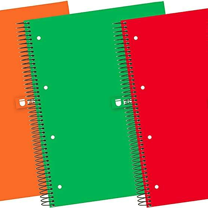 Enri Plus Cuaderno Espiral Formato A4+ Cuadriculado 5x5mm - 120 Hojas + 40 Gratis Microperforadas - Cubierta Extradura - Colores Surtidos 1