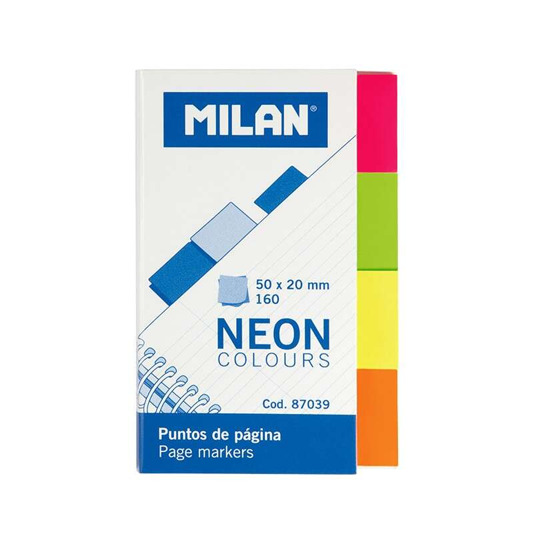 Milan Bloc de 160 Puntos de Pagina Neon - Removibles - Medidas 50mm x 20mm - Colores Surtidos 1