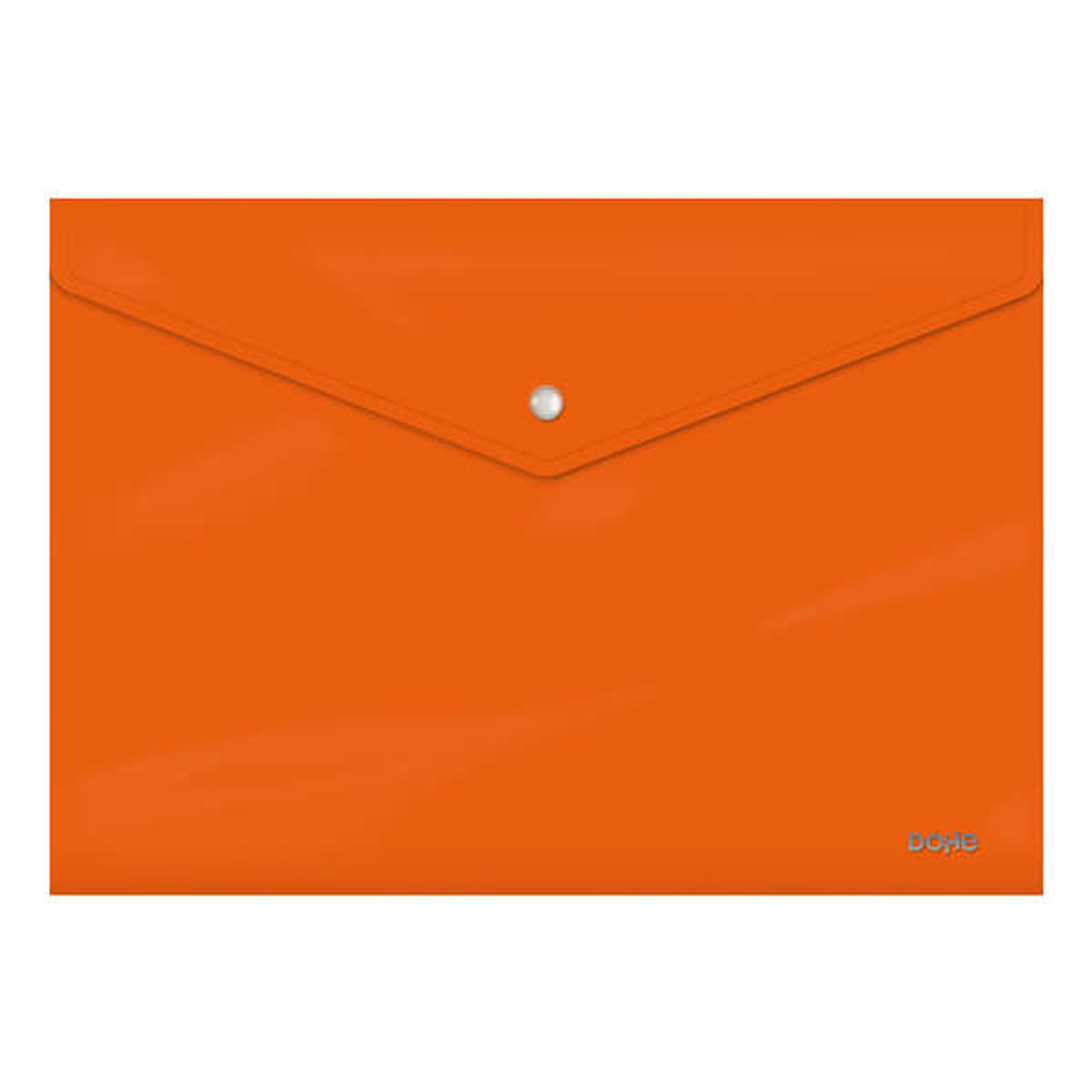 Dohe Sobre Portadocumentos Folio - Cierre de Broche - Polipropileno Cristal Opaco 200 Micras - Color Naranja 1