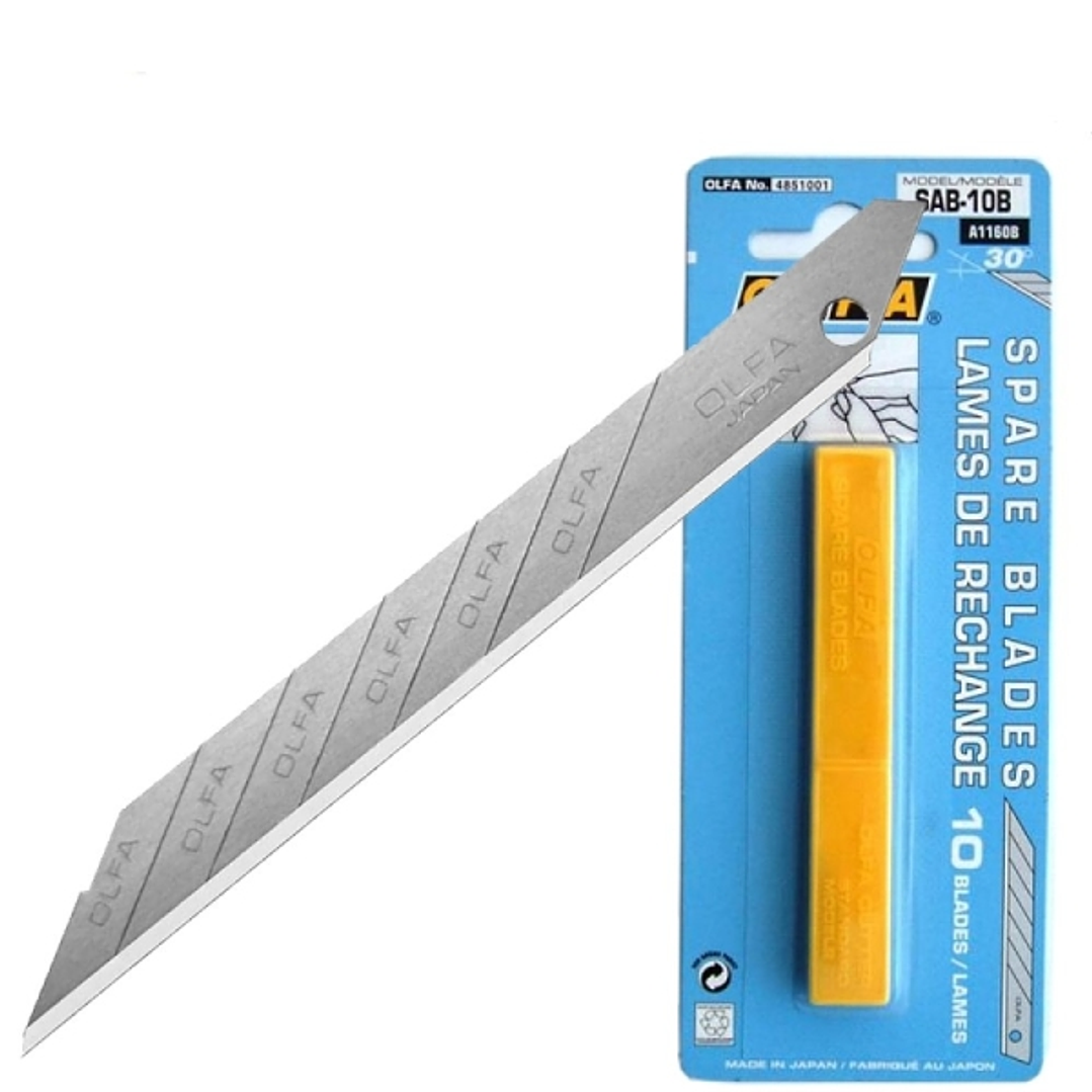 Olfa Pack de 10 Cuchillas para Cuters - Ancho 9mm, Largo 74mm - 8 Segmentos 1