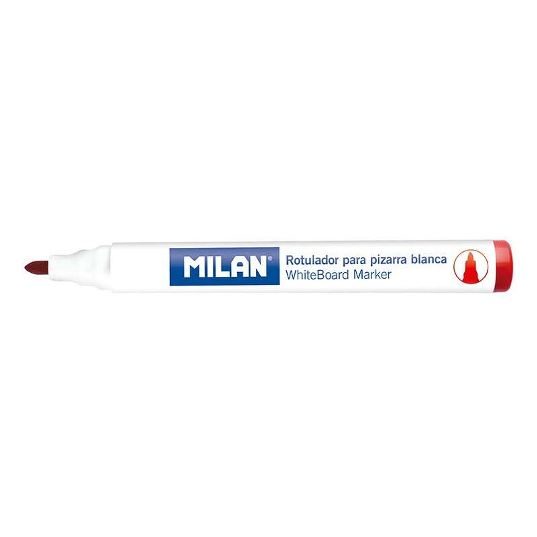 Milan Rotuladores para Pizarra Blanca con Punta Redonda - Punta 4.7 mm - Tinta a Base de Alcohol - Borrable en Seco - Color Rojo 1