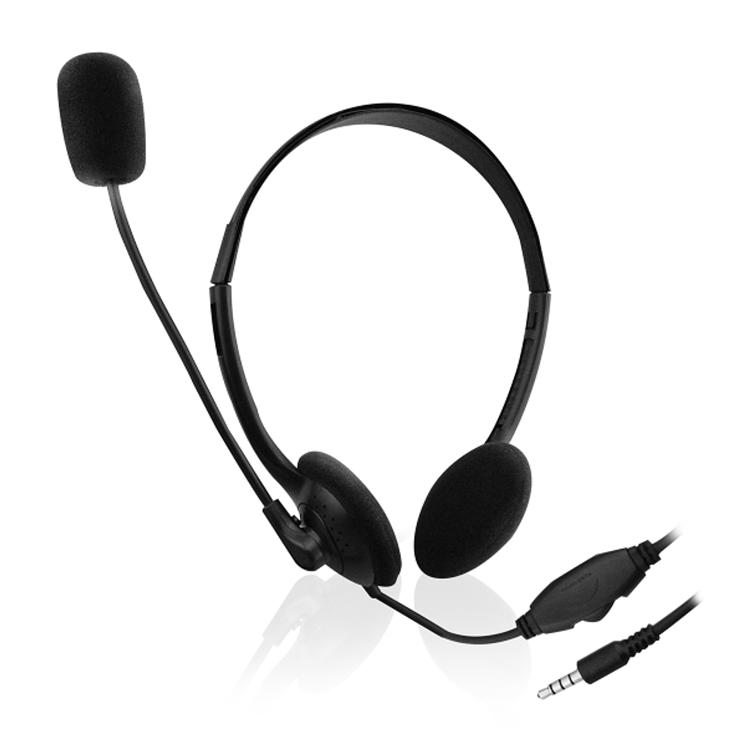 Ewent Auriculares de Chat con Microfono y Control de Volumen - Cable de 2m 1x Jack 3.5mm 4 Pines - Color Negro 1