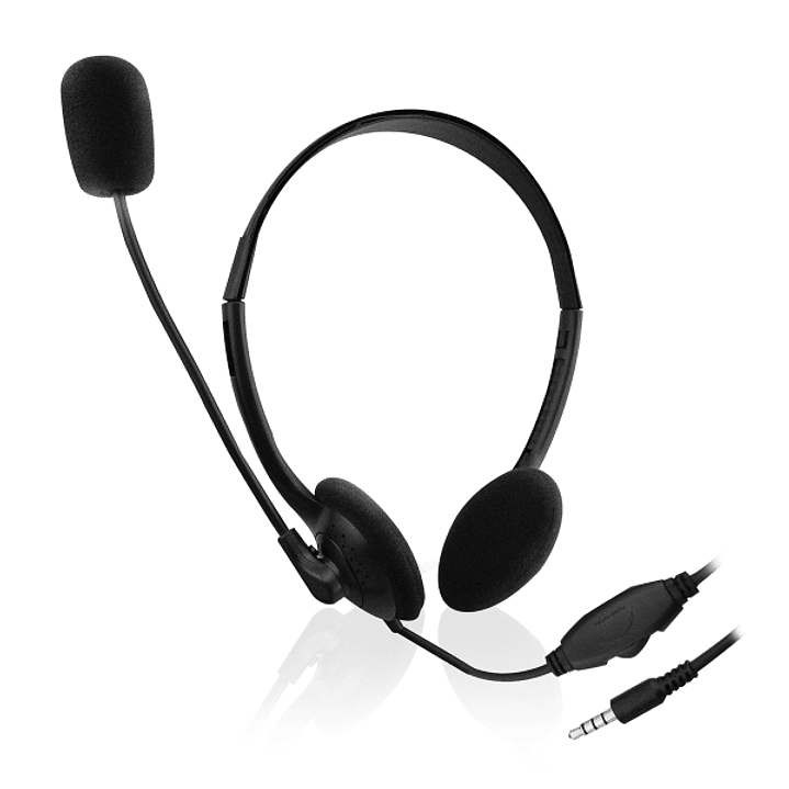 Ewent Auriculares de Chat con Microfono y Control de Volumen - Cable de 2m 1x Jack 3.5mm 4 Pines - Color Negro 1