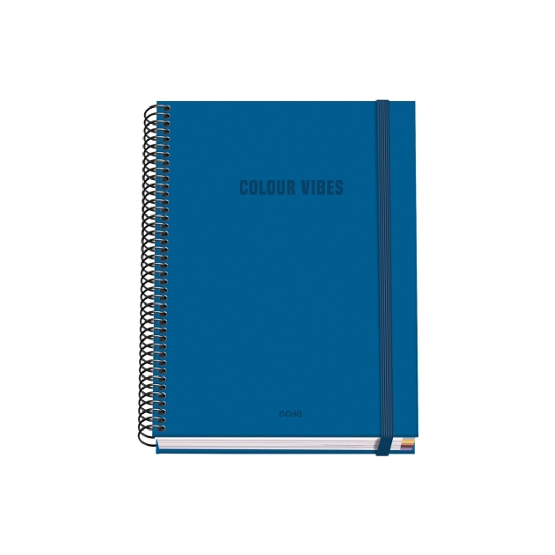 Dohe Colour Vives Cuaderno Espiral A5 100 Hojas Cuadricula 5mm - Tapa Dura Impresa a todo Color y Plastificada en Brillo - Bandas de Color - Cierre de 1