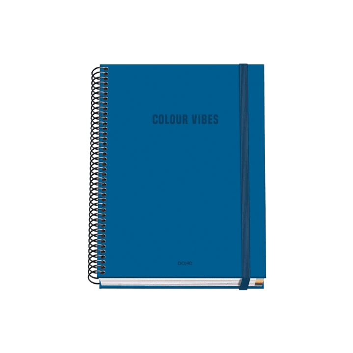 Dohe Colour Vives Cuaderno Espiral A5 100 Hojas Cuadricula 5mm - Tapa Dura Impresa a todo Color y Plastificada en Brillo - Bandas de Color - Cierre de 1