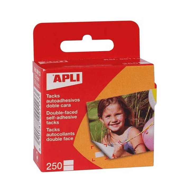 Apli Pack de 250 Tacks Autoadhesivos Doble Cara 12x16mm - Ideal para Fotos, Scrapbooking y Manualidades - Libre de Acidos 1
