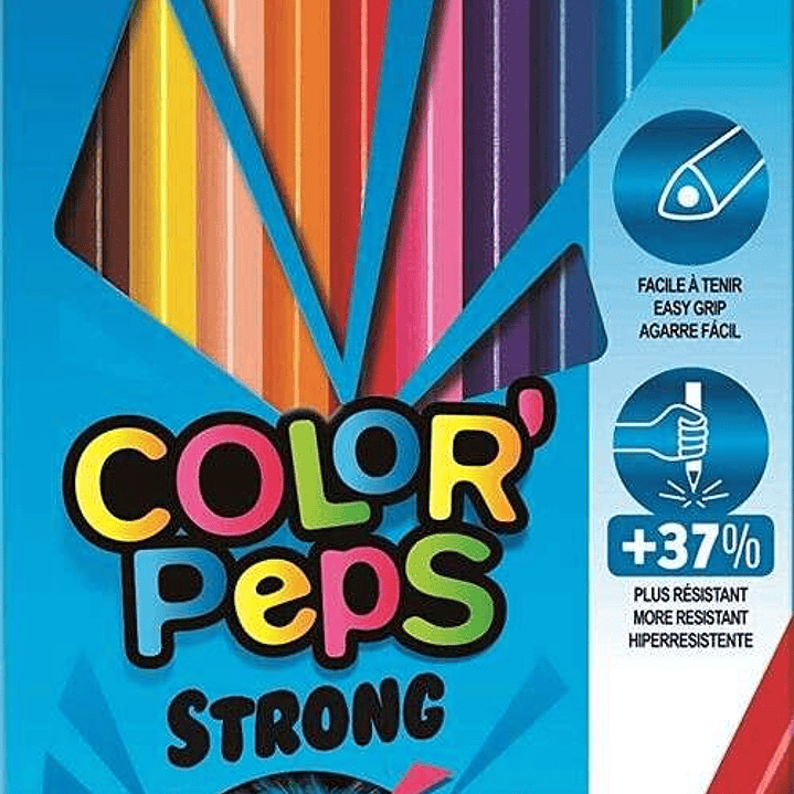 Maped Color´Peps Strong Pack de 12 Lapices Triangulares de Colores - Sin Madera - Mina 3,2mm - Punta Ultra Resistente - Colores Surtidos 1