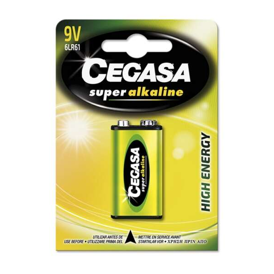 Cegasa Super Alkaline Pack de 1 Pila 6LR61 9V - Alta Tecnologia - Fiabilidad - Elevado Rendimiento - Maximas Prestaciones 1