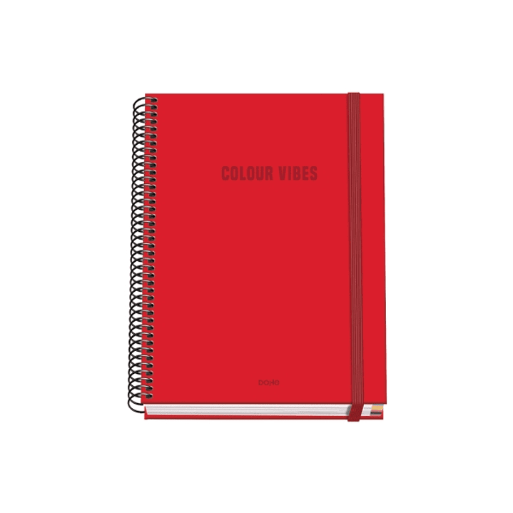 Dohe Colour Vives Cuaderno Espiral A5 100 Hojas Cuadricula 5mm - Tapa Dura Impresa a todo Color y Plastificada en Brillo - Bandas de Color - Cierre de 1