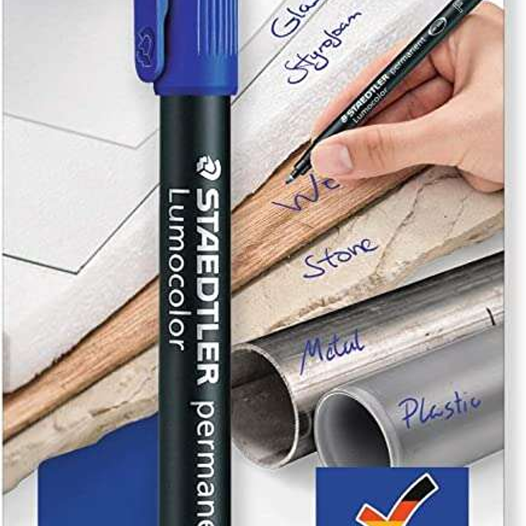 Staedtler Lumocolor Permanent 317 Rotulador Permanente de Punta Fina - Trazo 1mm -  Para Casi Todas las Superficies - Secado Rapido - Color Azul 1