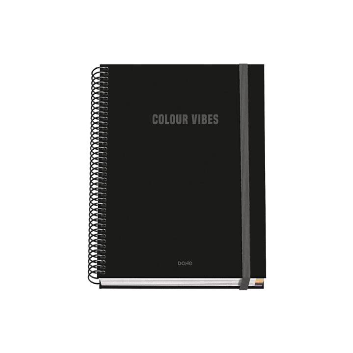 Dohe Colour Vives Cuaderno Espiral A5 100 Hojas Cuadricula 5mm - Tapa Dura Impresa a todo Color y Plastificada en Brillo - Bandas de Color - Cierre de 1