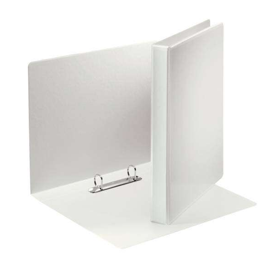 Esselte Carpeta Canguro Gama Basica 40mm - Mecanismo 2 Anillas Mixtas - Capacidad 380 Hojas A4 - Certificado Fsc - Color Blanco 1