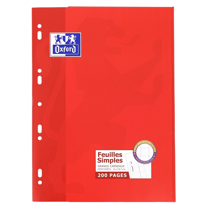 Oxford Recambio A4 100 Hojas Seyes con Margen - Papel de Alta Calidad - Cuadricula Seyes para Escritura Ordenada - Margen para Anotaciones - Ideal par 1