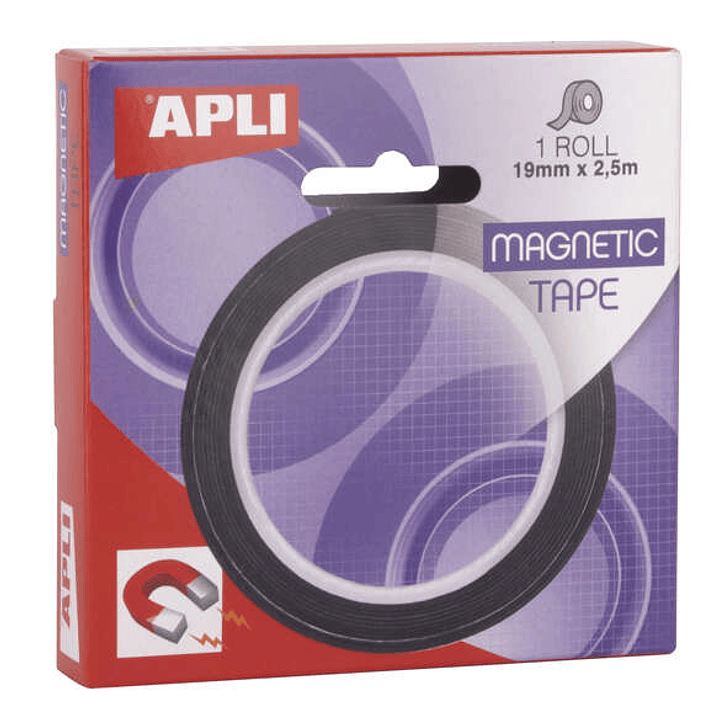 Apli Cinta Adhesiva Magnetica 19mm x 25m - Facil de Cortar - Adhesion Fuerte - Versatil y Reutilizable - Negra 1