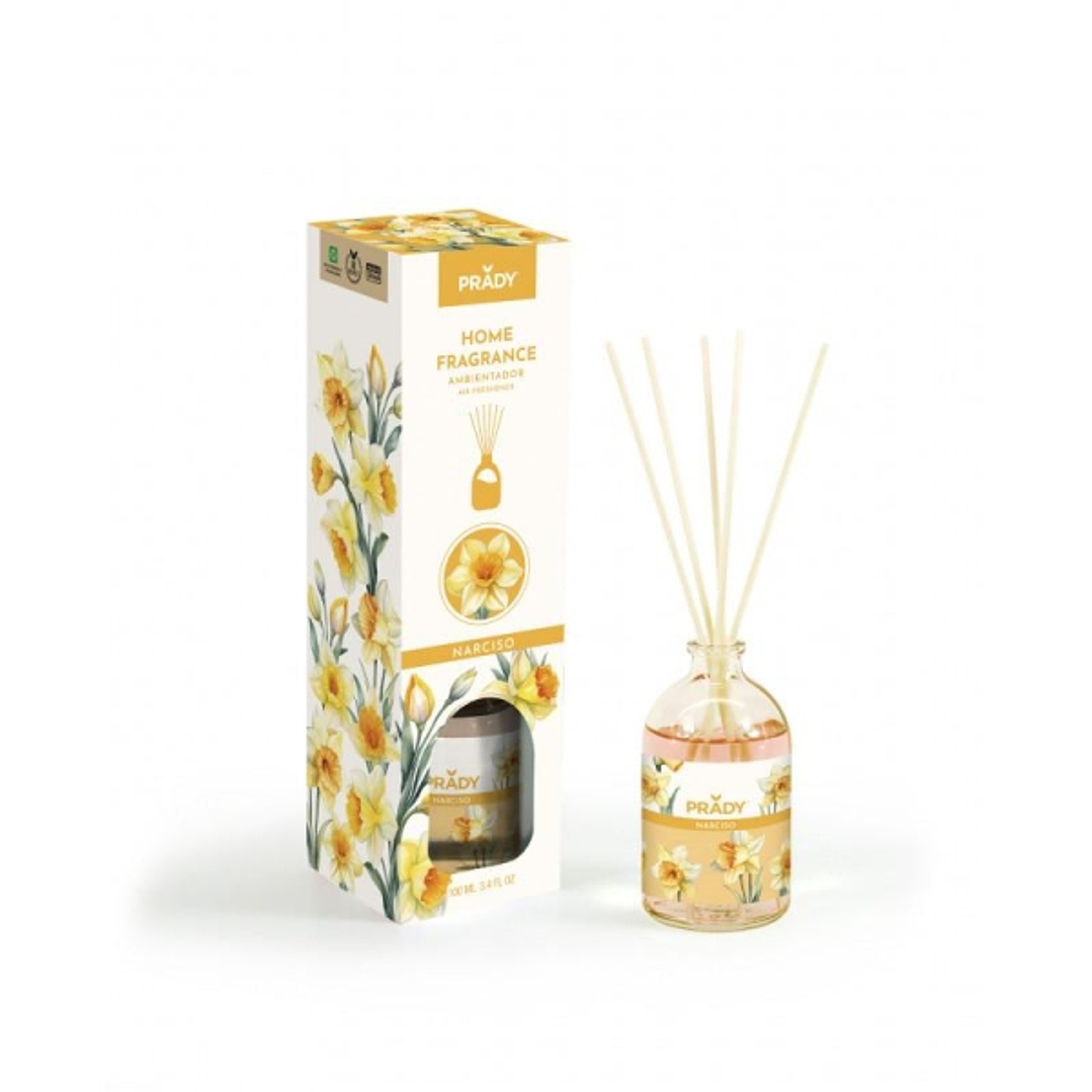 Prady Ambientador Mikado Narciso - Frasco de Cristal 100 ml y Varitas Difusoras 1