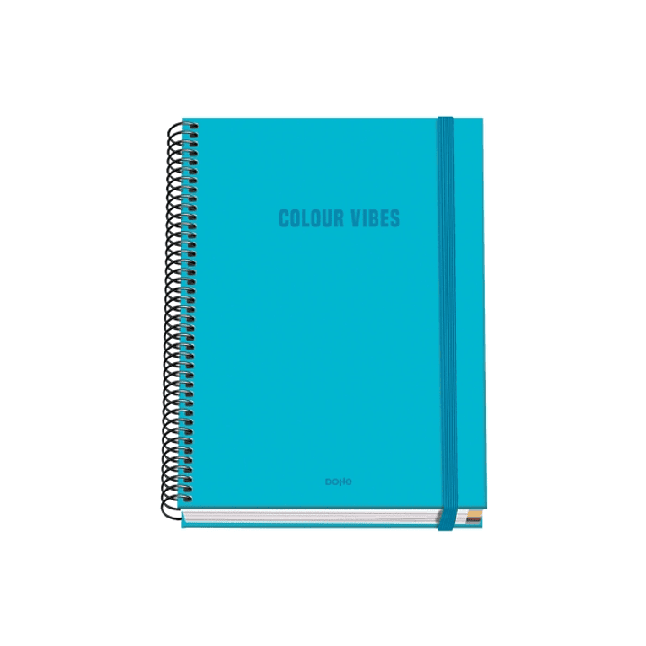 Dohe Colour Vives Cuaderno Espiral A5 100 Hojas Cuadricula 5mm - Tapa Dura Impresa a todo Color y Plastificada en Brillo - Bandas de Color - Cierre de 1
