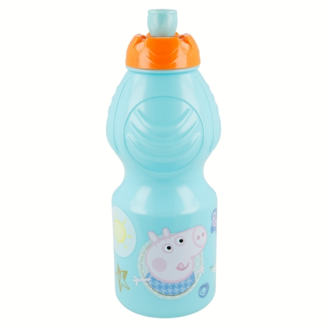 Safta Peppa Pig Botella de 400ml - Tapon Antigoteo - Banda Antideslizamiento - Color Azul 1