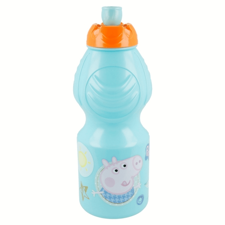 Safta Peppa Pig Botella de 400ml - Tapon Antigoteo - Banda Antideslizamiento - Color Azul 1