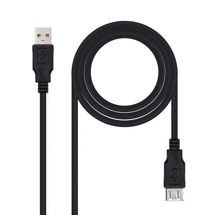 Nanocable Cable Prolongador USB-A 2.0 Macho a USB-A Hembra 3m 1