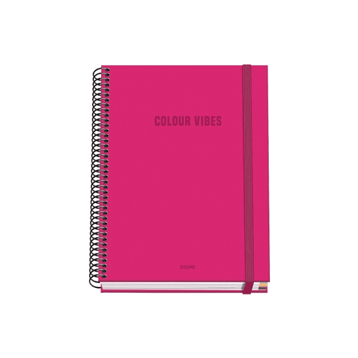 Dohe Colour Vives Cuaderno Espiral A5 100 Hojas Cuadricula 5mm - Tapa Dura Impresa a todo Color y Plastificada en Brillo - Bandas de Color - Cierre de 1