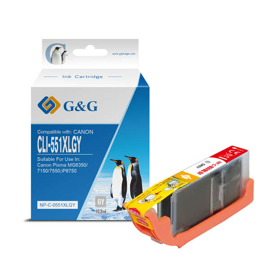 G&G Canon CLI551XL Gris Cartucho de Tinta Generico - Reemplaza 6447B001/6512B001 1