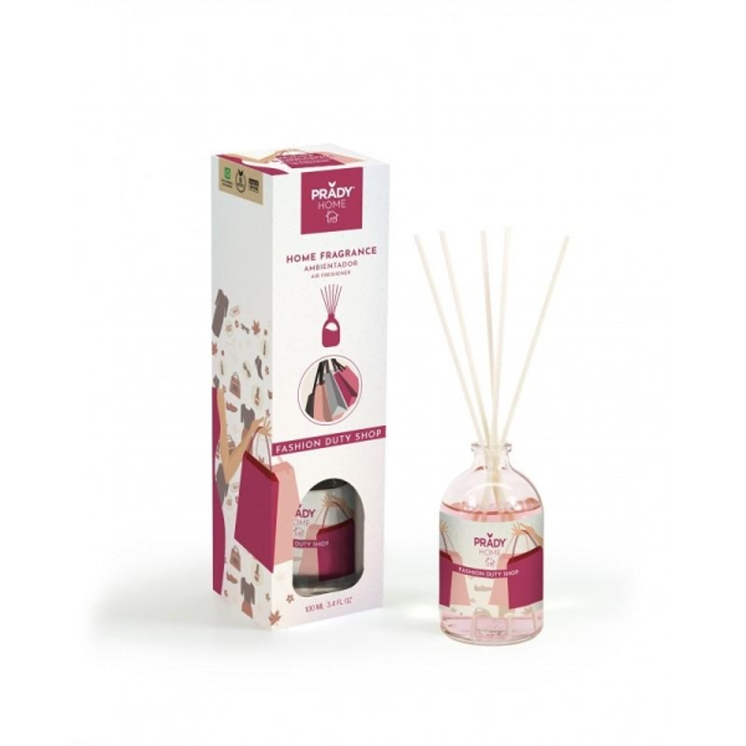 Prady Ambientador Mikado Fashion Duty Shop - Frasco de Cristal 100 ml y Varitas Difusoras 1