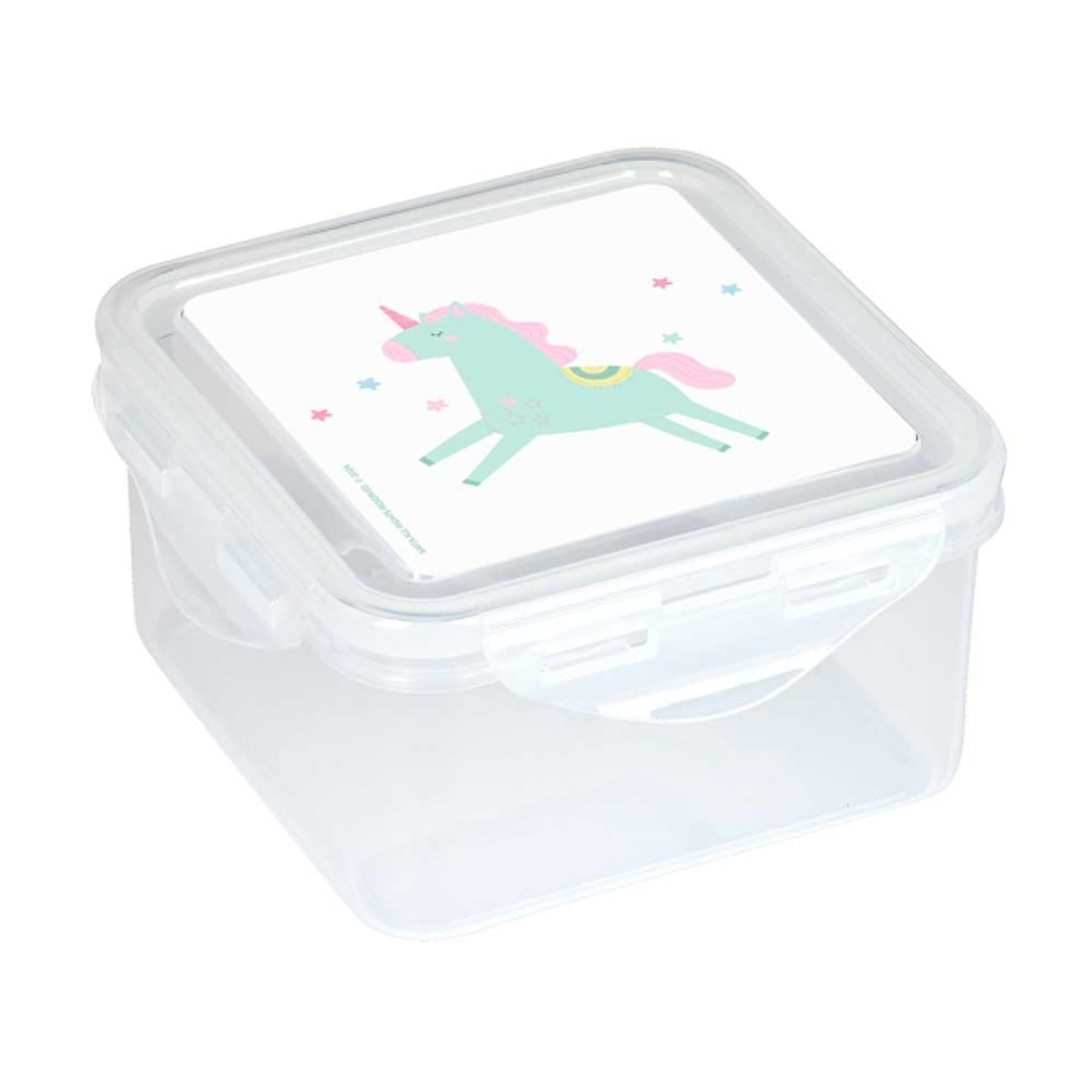 Safta Unicornio Fiambrera de 1.27L - PVC sin BPA - Cierre Hermetico a Presion - 130x130x75mm - Color Transparente 1