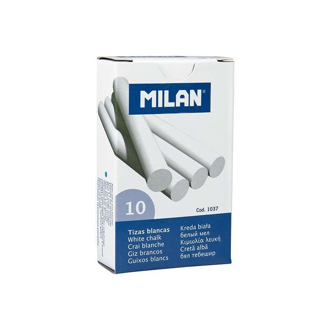 Milan Pack de 10 Tizas - Redondas - No Contienen Caseina - Color Blanco 1