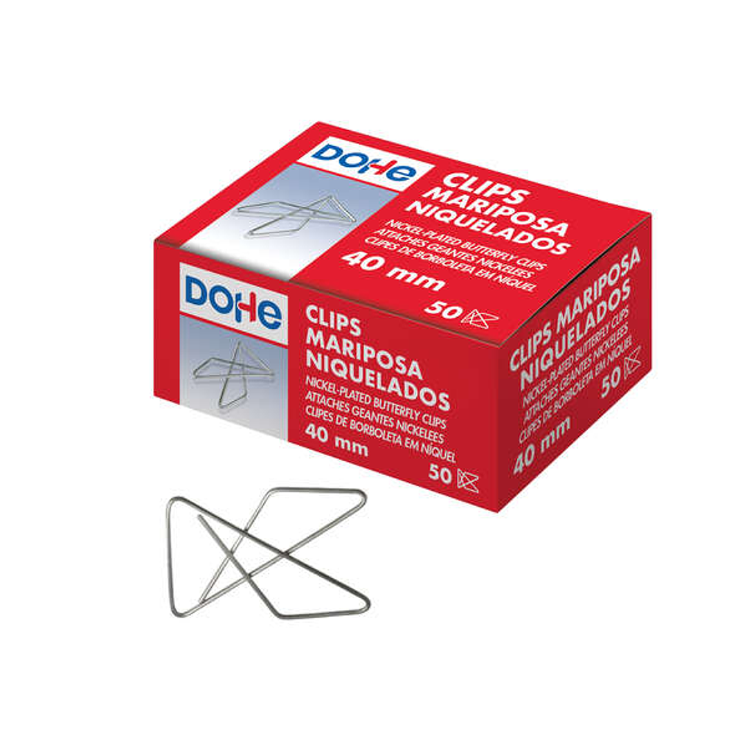 Dohe 50 Clips Mariposa de Alambre Niquelado - 10mm - Calidad Premium 1