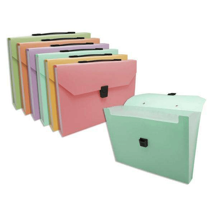 Bismark Maletin de Fuelle con 12 Departamentos A4 Polipropileno - Cierre de Broche - Colores Surtidos Pastel 1