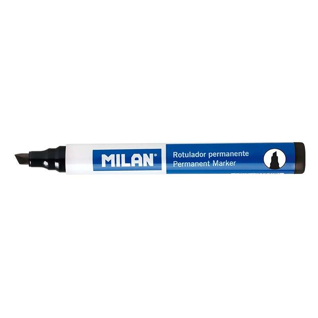 Milan Rotulador Permanente Punta Biselada - Punta 1 - 4mm - Tinta a Base de Alcohol - Color Negro 1