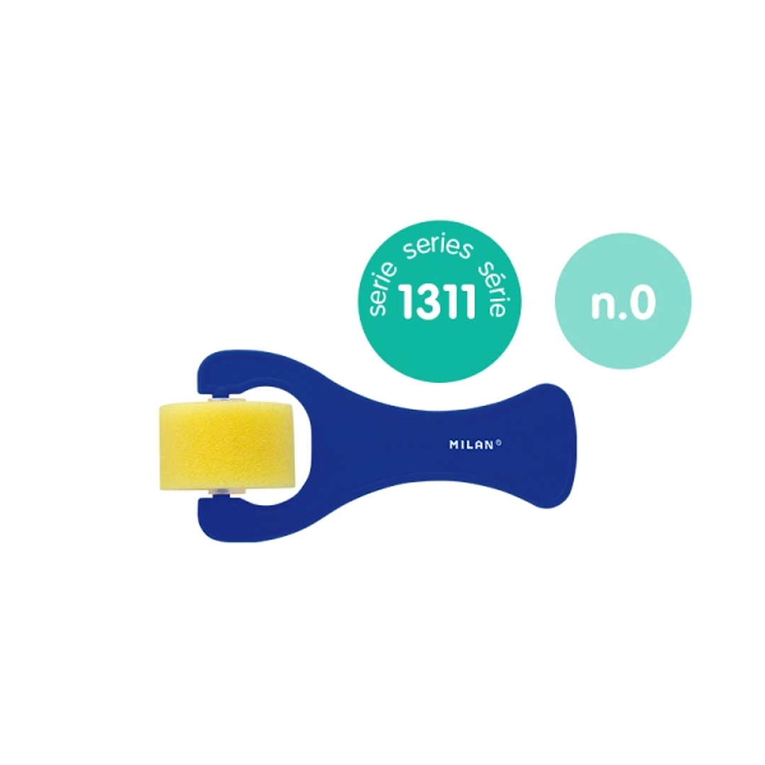 Milan 1311 Rodillo de Esponja Liso de 25mm - Mango de Plastico Corto - Color Azul 1