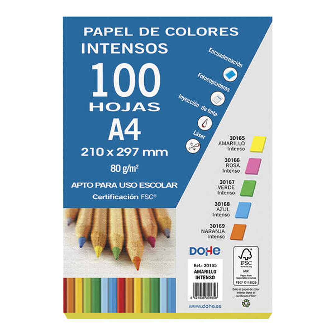 Dohe Papel Multifuncion de 80g - Apto para Fotocopiadoras e Impresoras - 210x297mm - Color Amarillo 1