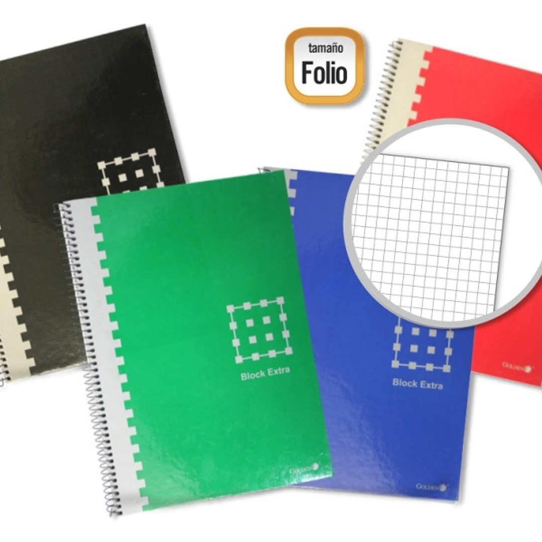 Golden Cuaderno Espiral Folio 80 Hojas 60grs. Cuadricula - Margen Remarcado - Tapa Extradura - Colores Surtidos 1