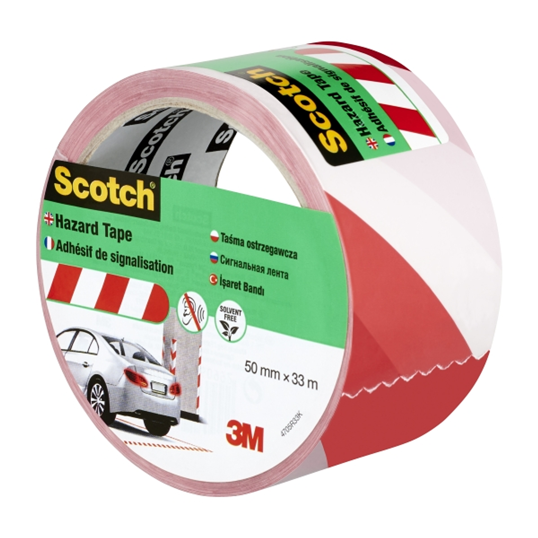 Scotch Cinta Adhesiva de Marcaje - 50mm x 33m - Color Blanco/Rojo 1