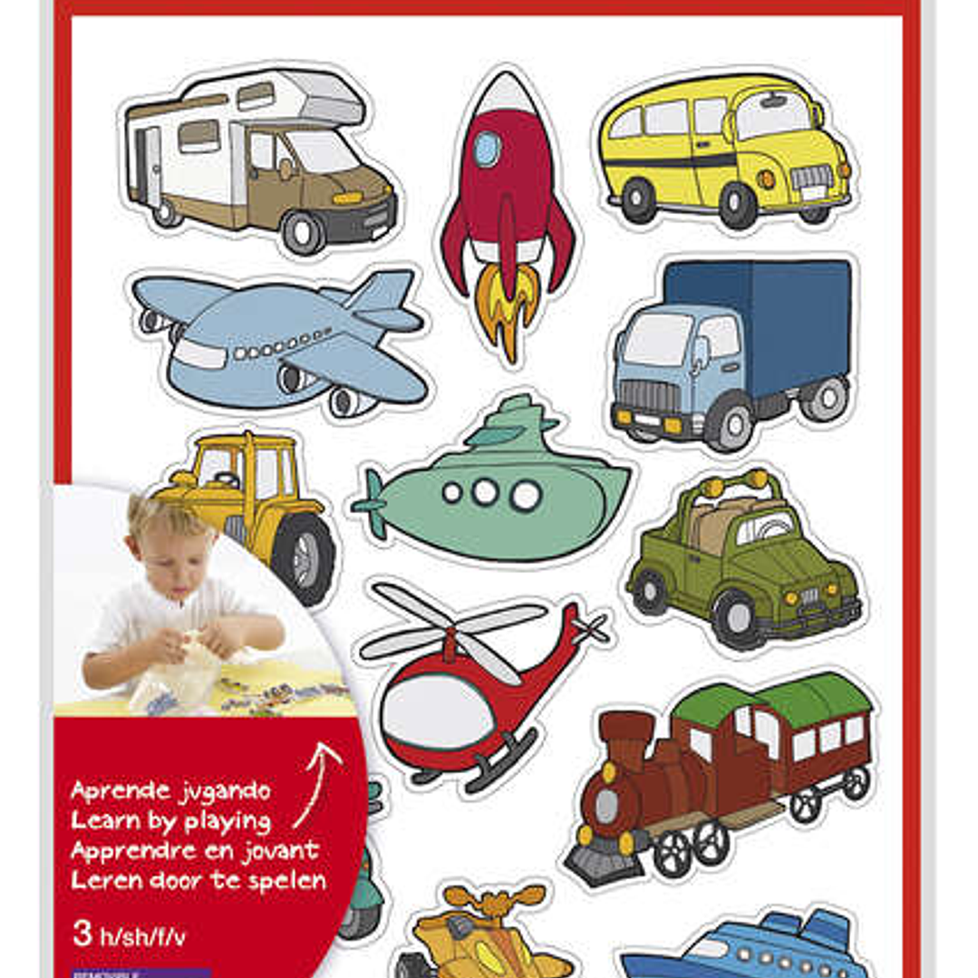 Apli Bolsa de Gomets Tematicos Transportes - 45 Gomets en 3 Hojas - Ilustraciones Divertidas para Enriquecer Vocabulario y Habilidades Motoras - Adhes 1