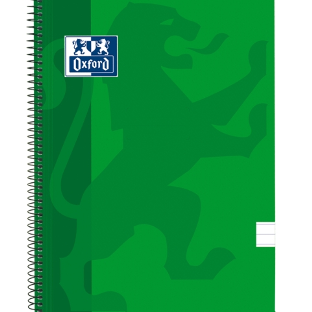 Oxford School Classic Cuaderno Espiral Tapa de Plastico Folio - 1 Linea con Margen - 80 Hojas - Color Verde 1