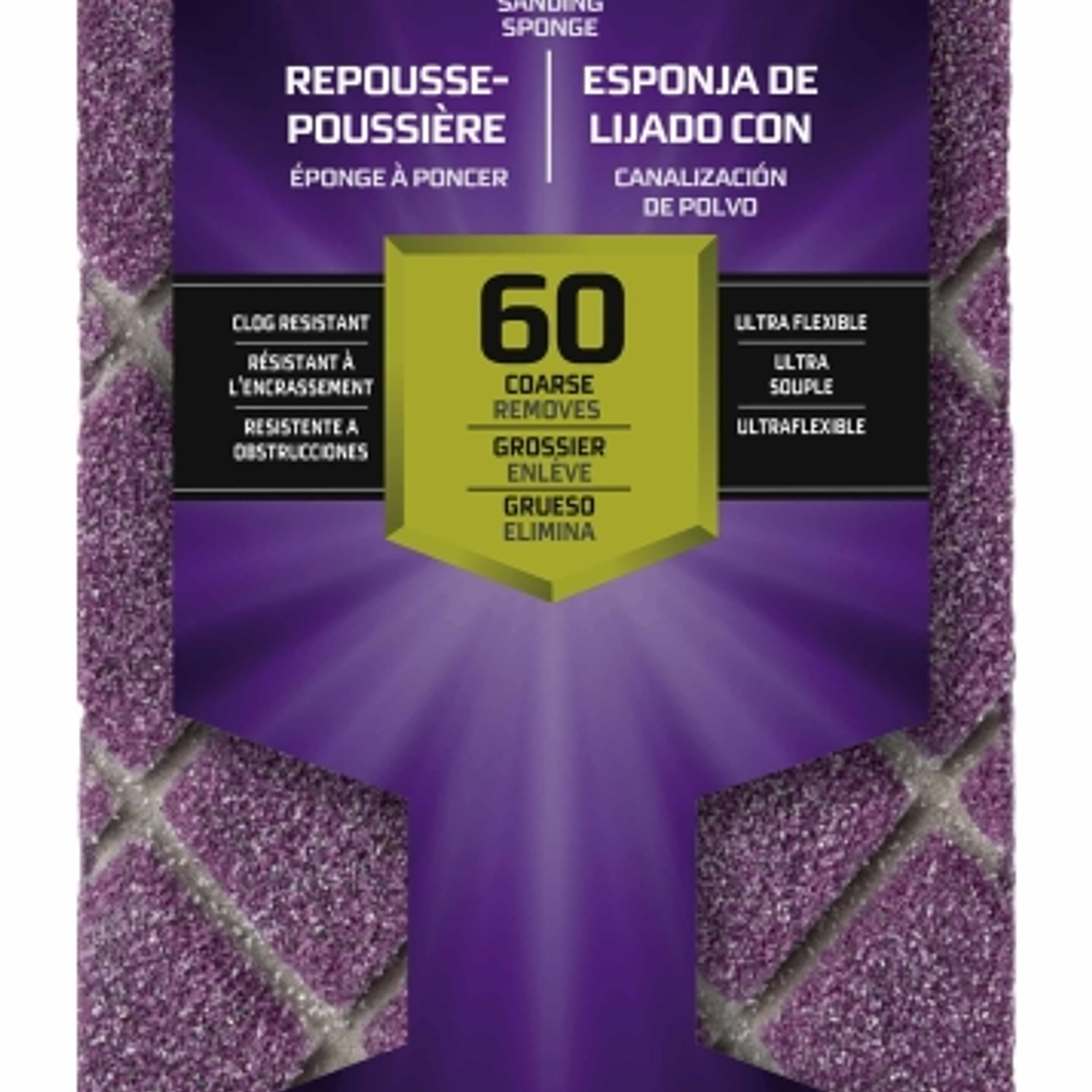 3M Pro Grade Precision Taco de Lija - Grano 60 Grueso - Canalizacion de Polvo - 6.35x11.4x2.54cm - Color Morado 1