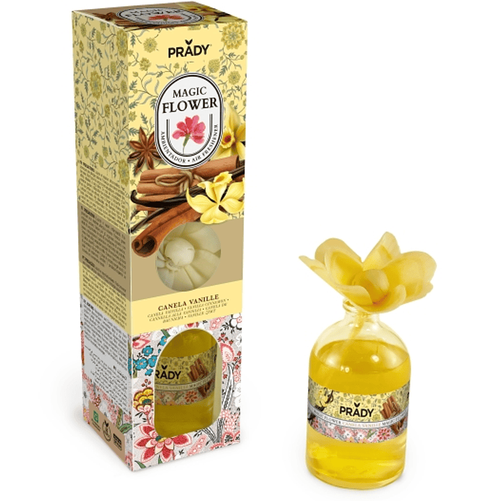 Prady Ambientador Magic Flower Canela Vanille - Frasco de Cristal 100ml 1