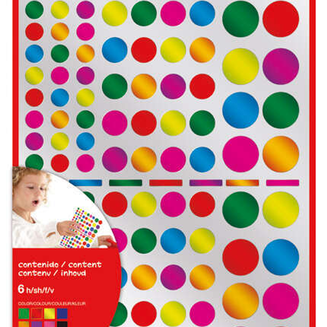 Apli Pack de 624 Gomets Redondos - Adhesivo Removible - Acabado Metalizado - Ideales para Escuelas Infantiles - Desarrollo de Habilidades y Creativida 1