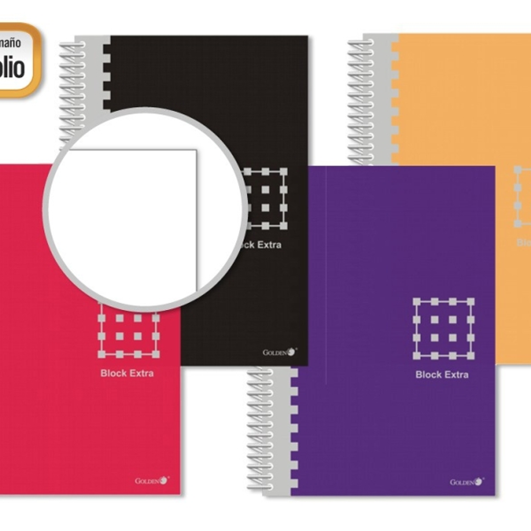 Golden Cuaderno Espiral Folio 80 Hojas 60grs Liso - Margen Remarcado - Tapa Extradura - Colores Surtidos 1