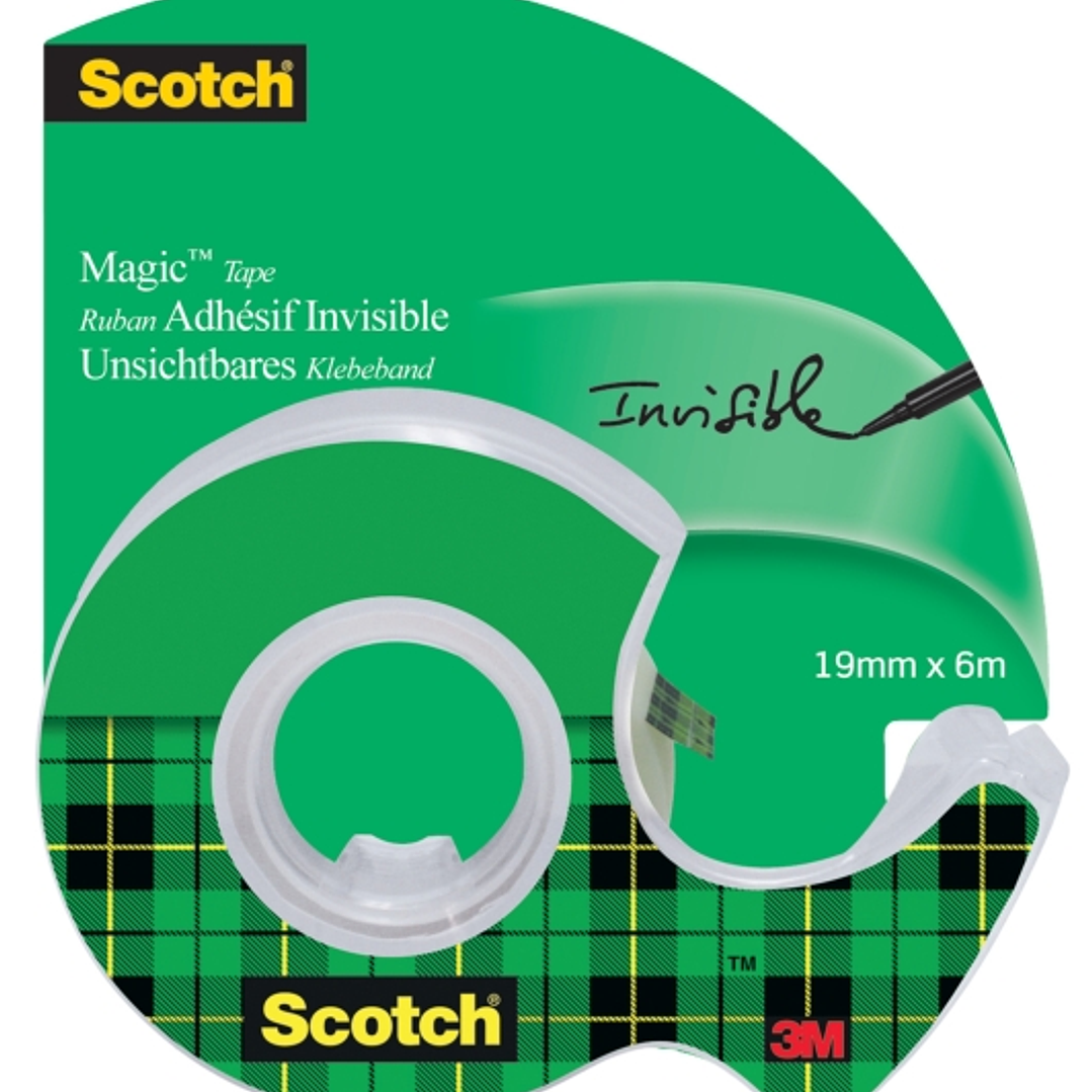 Scotch Magic Cinta Adhesiva Invisible 19mm x 6m - Incluye Dispensador - Color Transparente 1